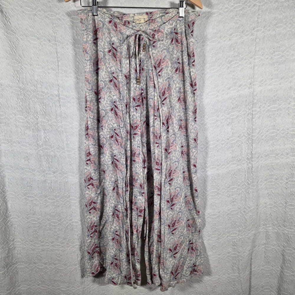 Denim & Supply Ralph Lauren Paisley Wide Leg Pants Smocked‎ Waist Red Blue Small